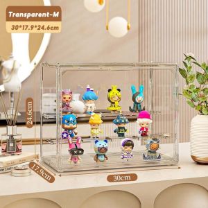 Acrylic Display Case Boxes Popmart Toy Storage Organizer Stackable Transparent Magnetic Dustproof