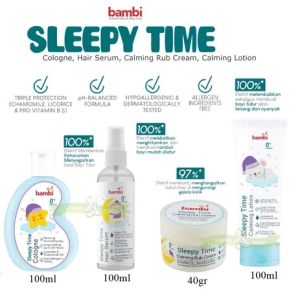 BAMBI BABY SLEEPY TIME CALMING LOTION 100ML/COLOGNE/HAIR SERUM/ CALMINGRUB CREAM