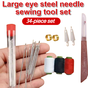 💝Hot Sale💝Household Traditional Hand Sewing Set 34 Piece Sewing Kit With Large Eye Steel Needles Comprehensive Threading Tools Set For Household Mending And Emergency Repairs Portable Storage Case For Beginners Sewing Kit