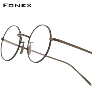 FONEX Titanium Glasses Frame Women Brand Design Vintage Retro Round Eyeglasses Men Full-Rim Japanese High-Quality Ultralight Custom Optical Eyewear 85718