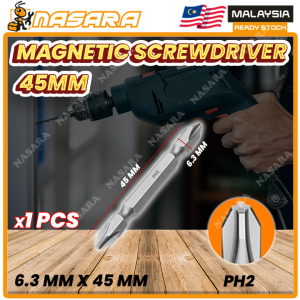 Nasara 6.3 X 45mm / 65mm / 100mm Magnetic Screwdriver PH2 Driver Bit Double Ended Hex Shank Head Screwdriver Bit / Drill Mata Skru