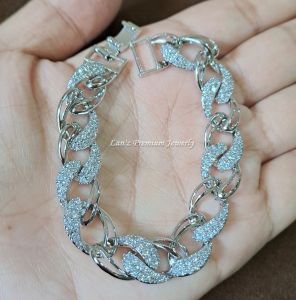Gelang Perak Rantai Berlapis Berlian Titanium 22 K (Silver)