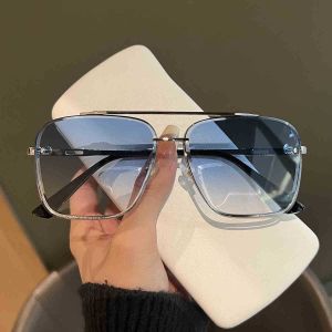 AU European and American style double-bridge sunglasses oversized frames for men slimming effect UV protection trendy sunglasses for women suitable for large faces versatile for driving and sun protection