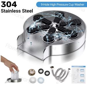 High Pressure Cup Washer for Kitchen Sink SUS304 Stainless Steel 9-Hole Automatic Glass Rinser 2
