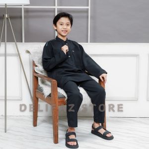 Baju koko muslim anak laki-laki setelan AL HAJAR lengan panjang bahan katun adem dan nyaman terbaru