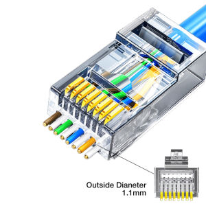 ZoeRax CAT6a Cat6 CAT5e Pass Through RJ45 Modular Plug Network Connectors UTP/STP 1.1/1.2mm Hole End for Ethernet Cable