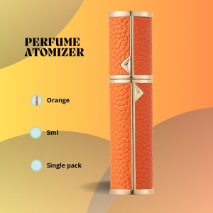 ABTravel 5ml Refillable Perfume Bottle - Alloy Base Atomizer with Genuine Leather & Aluminum Spray Travel Bottle