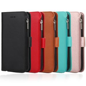 Wallet Case For Apple iPhone 5 5S 6 6S 7 8 Plus X XR XS Max SE2 2020 PU Leather Flip Cover with Card Slots Kickstand Wrist Strap Magnetic Phone Casing Bags