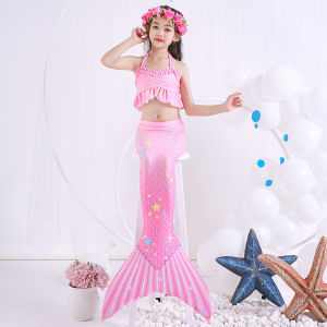 3PCS Girls Swimmable Mermaid Swimsuit  For Kids Height 100-155CM  Simulation fish tail  can used as Birthday  Holiday gifts    Children Beautiful Princess bikini Dress Cheap
