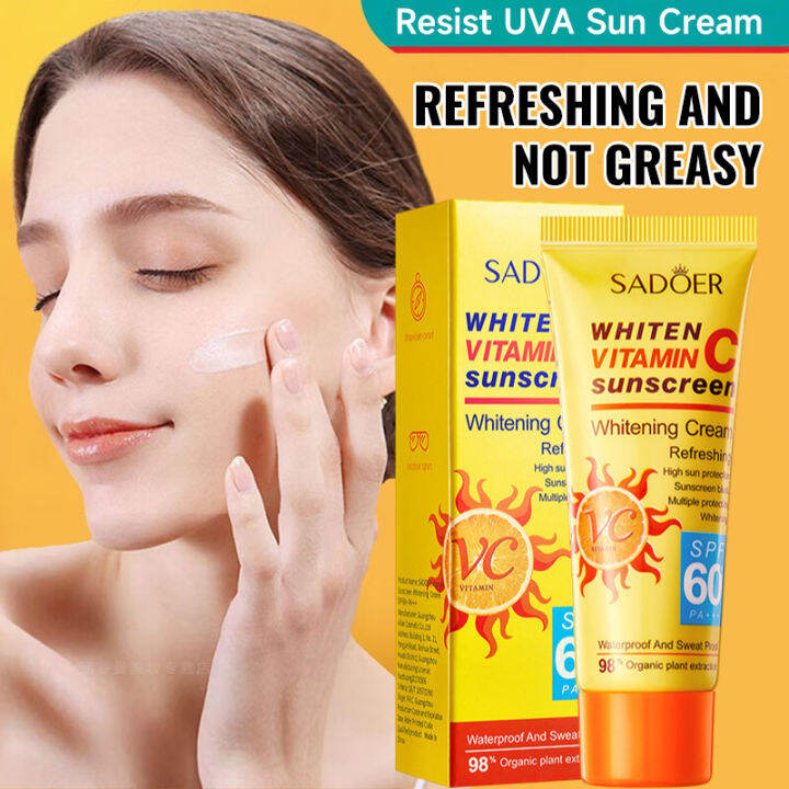 SADOER Sunscreen SPF 60+ Skin Care Sunscreen Cream Waterproof Lasting ...