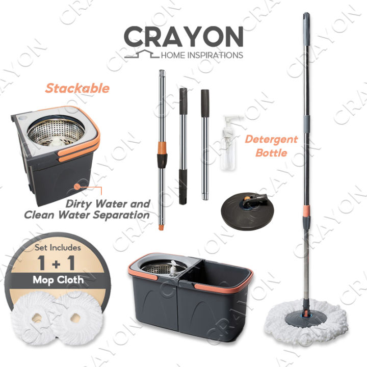 Separable Spin Mop Floor Mop With Double Bucket 360 Tornado Spinner