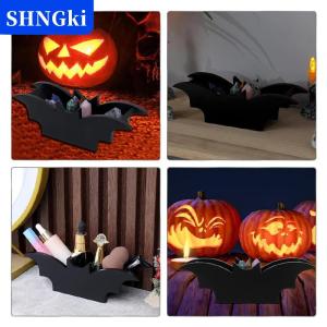 [COD] 🔥🔥🔥SHNGki Halloween Bat Trang Điểm Bàn Chải Chủ Gothic Bằng Gỗ Lưu Trữ Hộp Pha Lê Hiển Thị Chủ Mỹ Phẩm Trang Sức Lưu Trữ Khay Nhà Đảng