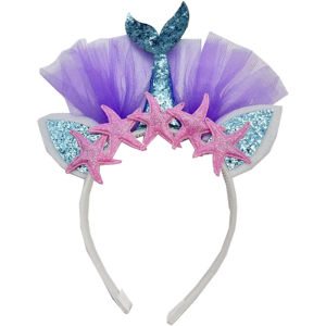 Mermaid Headband Childrens Fish Tail Hair Accessories Mesh Pentagram Princess Sequins Shell Mermaid Starfish Hair Buckle
