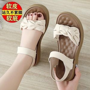[Free Shipping] Genuine Leather Sandals For Women 2025 Summer New Style Casual And Versatile With A Soft Sole And Comfortable Fit Perfect For The Beach