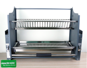 Ecoware Luxury Platinum Stainless Steel Up and Down Storage Kit with Dish Rack Basket - 12kg Capacity Load