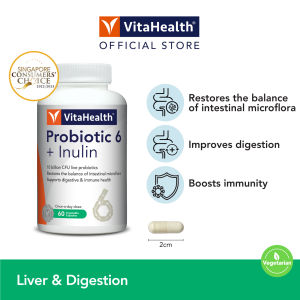 VitaHealth Probiotic 6+Inulin [EXP07-2027/11-2026] - 10 billion CFU probiotics Digestion &Immunity Vegetarian