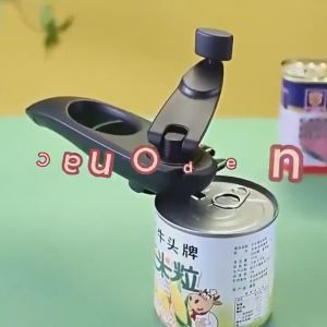 Abrelata Can Opener 8-in-1 Design Ergonomic Non-Slip Handle Compact Portable Stainless Steel Black