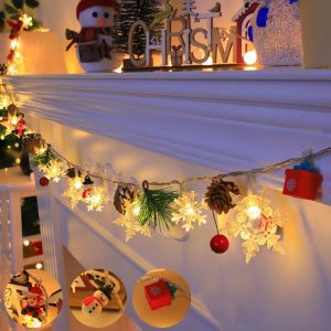 BLACKON Creative Snowflake Light String 20 LED Cartoon Holiday Decorative Lamp Hanging Decor Prop Cute Christmas LED String Lights Christmas Garland