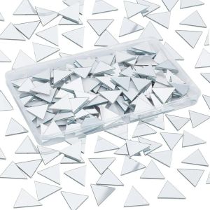 VERMILL 200PCS Multi Shape DIY Craft Mirror Stickers Acrylic Round Square Triangle Mirror Tiles Decals Creative Diamond Heart Waterdrop Mirror Wall Art Stickers Home Decoration