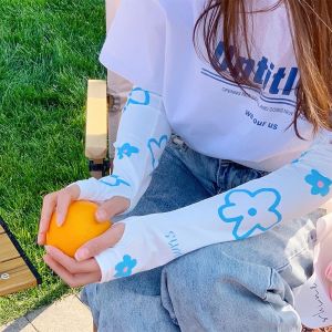SOTOP Cute Summer Cycling Driving UV Protection Long Sleeves Sunscreen For Women Printing Sun Protection Arm Sleeves Ice Silk Sleeve Cooling Sleeves