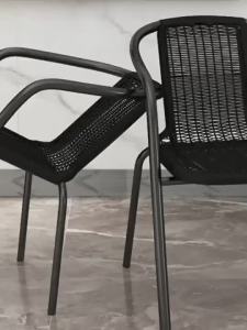 LINSY Glass foldable table with Rattan Chair Dining Chair Balcony Chair Back Chair Outdoor table Cafe Chair