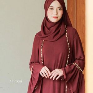 Ulyya Abaya (FREE PASHMINA ) / Abaya Ceruty Babydoll Mix Full Payet L XL / Dress Model Dua Layer Menyatu / Gamis Muslimah Remaja Dewasa / Dress Mewah Modern / Gamis Lebaran