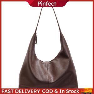 Tote Bag PU Leather Large Capacity Shoulder Bag for Women Zipper Closure Underarm Bag Solid Color for Travel Shopping Work