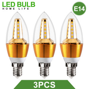 【3 PCS】Kingdo E14 E27 LED Candle Bulb 5 Watts Warm White 220V For Home Lighting(Sharp Bubble)