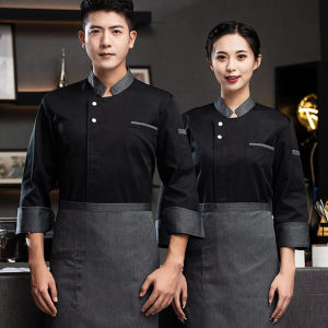 Cotton Chef Uniform Set Short/Long Sleeve Breathable Oil Stain Prevention Food Service Top Catering Uniform Men Women Lightweight Multiple Scenario Chef Costume