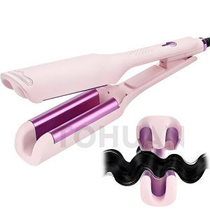 32mm Wave Hair Crimper for Women’s Beach Waves Pink Deep Waver Curling Iron Hair Wave Curl Tool with Four Temperature Settings