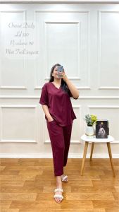 Baju Setelan Pendek Wanita Dewasa Jumbo Polos Rayon Twill 2023 Adem Kekinian