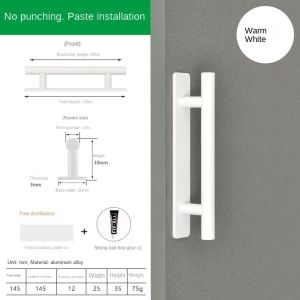 CHLOCH 1151 Hardware Door Handle Self-Adhesive Aluminium Alloy Door Handlebar Fashion Punch-free Sliding Door Knob Door