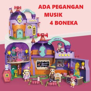 DIY RUMAH MAINAN ANAK GIRL 4 BONEKA - TERLARIS 2023 ADA PEGANGAN - VILLA RUMAH DILENGKAPI BONEKA DAN AKSESORIS PERABOT - ADA SUARA STATION GIRL PEREMPUAN ULTAH KADO NATAL