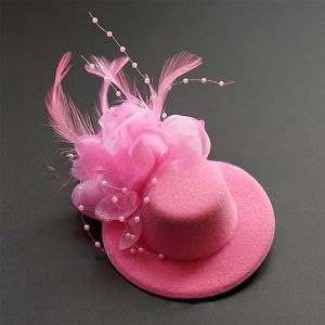 GUQIANFANG86 Feathers Kids Fascinators Hats Hair Accessories Makeup Prom Flower Pillbox Hat Fashion 13cm Teas Party Hairpins Party