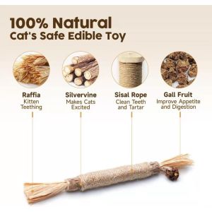 SG Cat Molar Stick Cat Toy Self-Happy Relieving Boredom Teasing Cat Stick Scratch-Resistant Catnip Ball Cat
