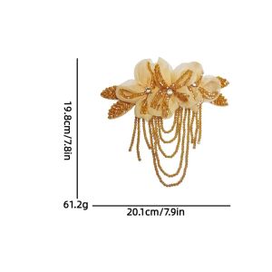 MARINI 1Pc Có thể tháo rời Vườn hoa Trang trí bằng hạt cườm Tua rua Miếng dán may vá tự làm Thời trang Voan Pha Lê Dây đeo vai trang phục sân khấu