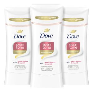Dove Antiperspirant Deodorant Stick Peach Blossom & Rice Milk For Uneven Skin Tone 48-hour Odor and Sweat Protection 2.6 oz