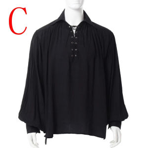Baju Pirate lelaki Vampire Prince Poet Shirts zaman pertengahan Buccaneer pakaian renda Up Renaissance Vintage Gothic Blouse Tops