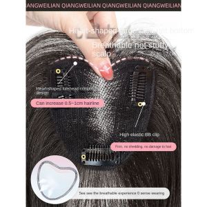 9x9-25cm 100% Human Hair Piece Black And Mocha Brown Hair Topper Hair Replacement Cover White Hair Breathable And Lightweight Wig Increase Hair Volume For Women