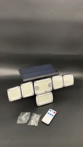 6 Head Solar Outdoor Lights 366 LED Motion Sensor Security Flood Lights with Remote 3 Modes IP65 Waterproof 270 Degree Wide Angle Exterior Wall Light for Garage Yard Patio Fence