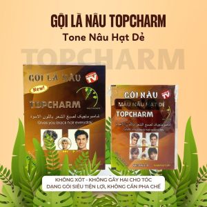 Gội Nhuộm Phủ Bạc Topcharm - Nâu Hạt Dẻ Gói 25ml Cho Tóc Óng Mượt - Hộp 10 Gói Chính Hãng