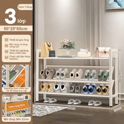 Kệ Giày đa năng Giá để giày bằng thép cacbon dạng lưới nghiêng Giá Dép Đen/Trắng đựng giày dép 3 4 5 tầng