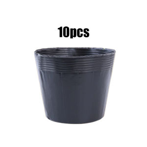 10Pcs 12 Inches Soft PVC Pots Round Black Durable Lightweight Home Garden