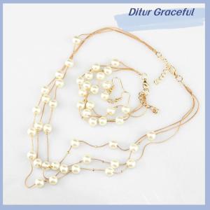 Ditur Fashion Multilayer Necklace Earrings Bracelet Jewelry Set Wedding Bridal