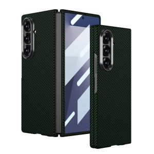 Carbon Fiber Pattern Z Fold 7 Hard PC Case Back/Front Cover All-Over Print Samsung Galaxy Z Fold7 Casing Camera Protection Anti-Scratch Durable Plastic Phone Case with Lens Bumper