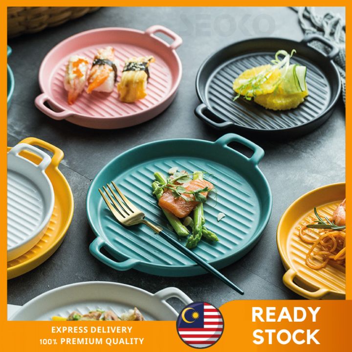 Nordic Plate Binaural Nordic Style Ceramic Plate Baking Dish