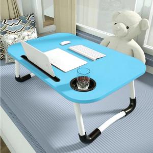 【Daily Suki Store】Foldable Study Table with Cup Holder - Portable Laptop Desk for Bed/Office/Dorm | Space-Saving Wooden Computer Table w/ Phone Slot | Multi-Angle Adjustable (Lightweight & Easy Storage)
