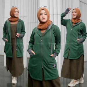 HJ-ELK GREEN HIJACKET® ELEKTRA JAKET HIJABER WANITA MUSLIMAH PANJANG HOODIE OUTERWEAR CEWE CEWEK WARNA HIJAU TUA/ HIJACKET MUSLIMAH   / HIJACKET JAKET HIJABER / JAKET HIJAB WANITA JUMBO / JAKET HIJABER MUSLIMAH PANJANG / JAKET WANITA / HOODIE CEWEK
