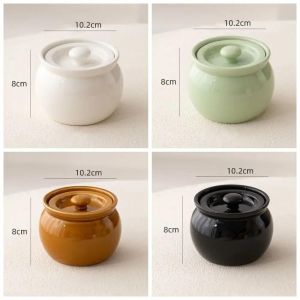 2PCS Hot Sale Ceramic Food Storage Jar Cooking Stew Pot with Lid 400 ML Household Non-Stick steaming pot Stewed soup