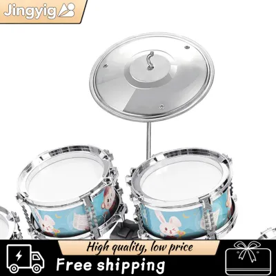 Jingyig Child Drum Kit High Strength Kids Jazz Drum Set 7 Drums Loud Sound Educational with Stool for 3 Years Old Above